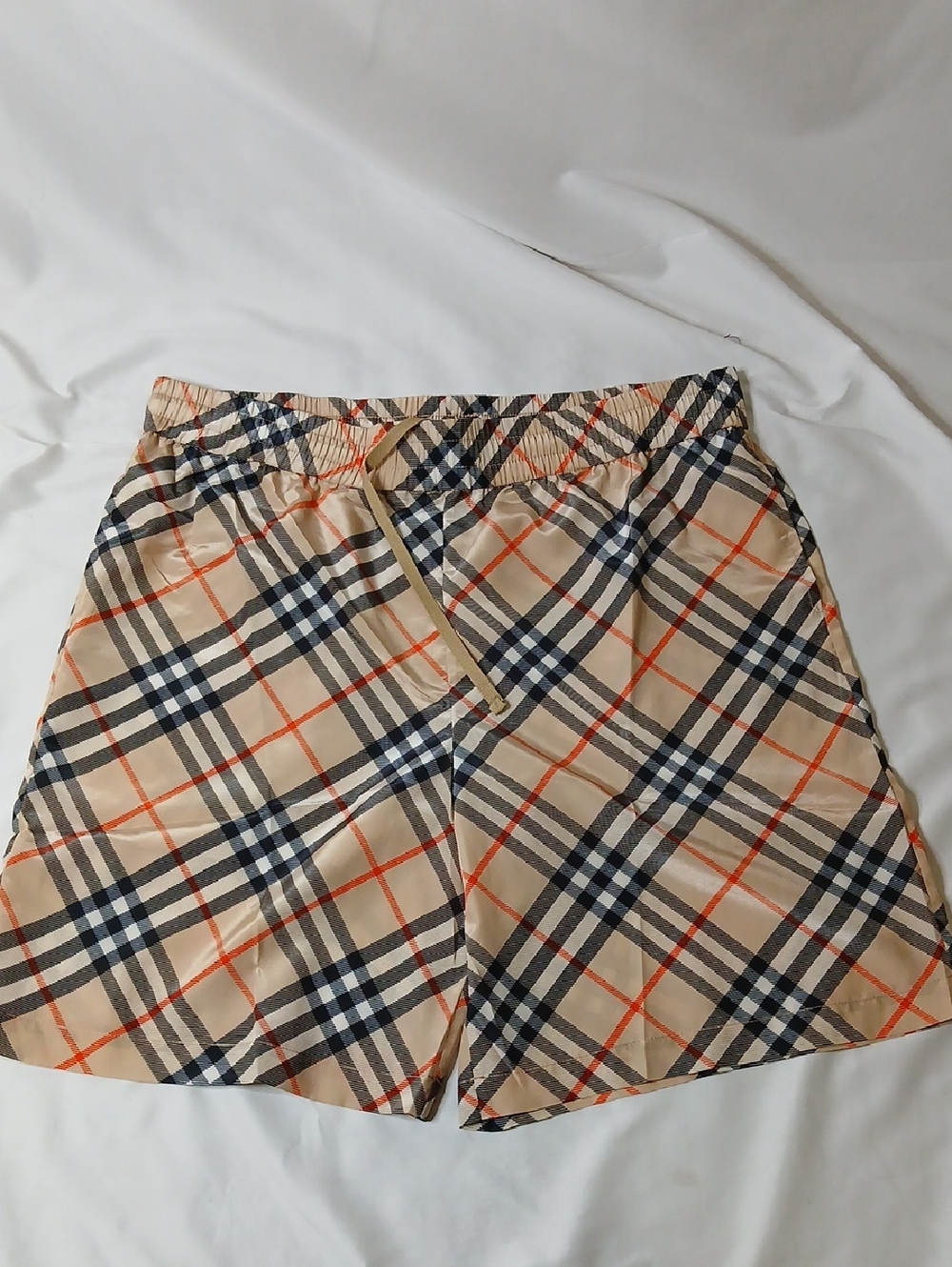 Burberry Beige Plaid Athletic Shorts